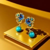 【SUGEBEINI】 Enamel colored earrings replicate the court's Hundred Flowers Banquet. Each flower is a wearable work of art ZEH00115 Application Scenario
